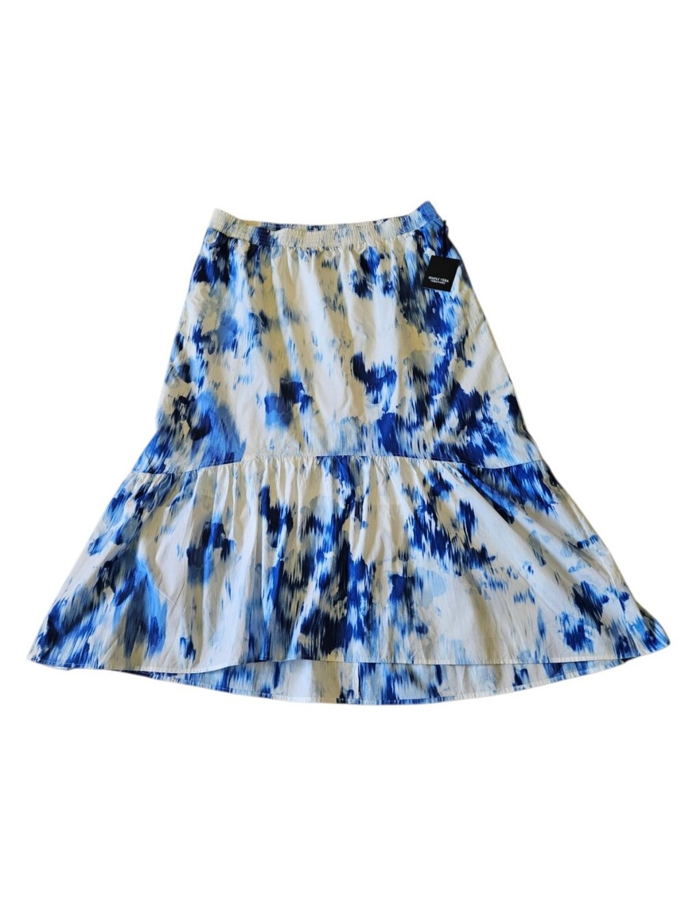 Simply Vera Vera Wang Tiered Maxi Skirt NEW Women's XXL Blue White Lined Boho
